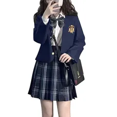 [QOOLY?] JK 学生 スクール コスプレ ファッション レディース JK制服 cos コス ジャケット navy S 1