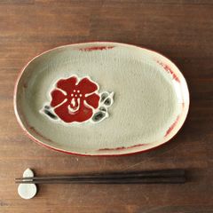 未使用】作家もの 岡村朝子さん ピンク花スクエア 花形小鉢 フラワー