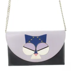 ケイトスペード KATE SPADE スパーダマルズ スミットゥン キトゥン お財布ショルダー 小銭入れあり ショルダーバッグ レザー 革 猫モチーフ ロゴ チェーンストラップ 紫 パープル /CK17 ■GY11
