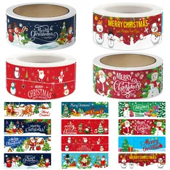 (クリスマス) ラベル Xmas 業務用 ラッピングラベル ギフトステッカー ギフトシール 480枚・12種類・4ロール ステッカー シール クリスマス FINGOOO