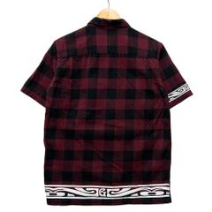 GOODENOUGH グッドイナフ トライバル プリント ブロックチェック シャツ ワイン サイズM 正規品 / 54188