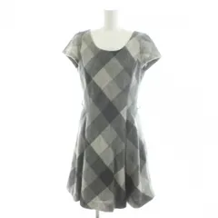 アプワイザーリッシェ Apuweiser-riche ワンピース 2 グレー チェック柄 ラウンドネック 半袖 ひざ丈 /AN34 ■GY58