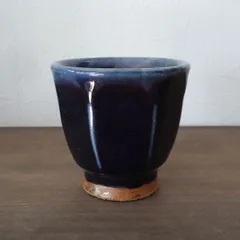 温泉津焼 椿窯 七角湯呑み 青 民藝 湯のみ 湯呑 緑茶 茶器 島根 作家窯 手作り