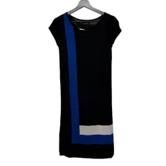  wb ダブルビー ビギ ニットワンピース チュニック 配色ライン レディース FREE SIZE【B100】