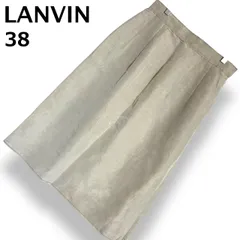 【美品】LANVIN COLLECTION ランバン コレクション リネン スカート ベージュ シャンパン 麻混 イタリア製生地 キュプラ裏地 光沢 ミモレ丈 エレガント レディース【38】のサムネイル