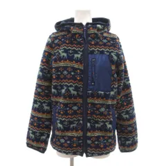 キューブシュガー CUBE SUGAR ボアジャケット M 青系 ブルー フード付き 総柄 長袖 /NL ■GY58