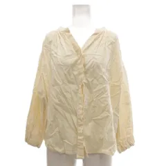 ニコアンド Niko and.. ブラウス 麻 リネン M クリーム色 長袖 Vネック ギャザー /SC ■GY60