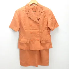 K■90s■オールド バーバリー/BURBERRYS スカート上下セットアップ/ヴィンテージ【11R】オレンジ/LADIES■48 【中古】