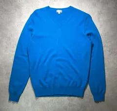 美品 ユニクロ カシミヤ100% Vネックセーター Sブルー 351-126136 UNIQLO 青 ニット 長袖 トップス メンズ レディース 100% CASHMERE 匿名配送 送料無料 希少カラー 鮮やか 100パーセント