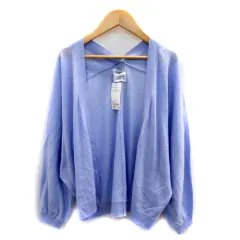 コーエン coen カーディガン ミドル丈 前開き 無地 F 水色 ライトブルー /SY33