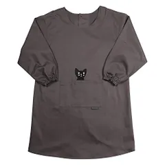 新品 ☆ 百貨店 販売 【 日本 製 】 人気 ブランド エプロン 【 Atsuko Matano 】（ マタノ　アツコ ） ポケット の ネコ が かわいい 割烹着 ( かっぽう着　スモック ）28611 (グレー)のサムネイル