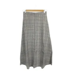 アーバンリサーチ URBAN RESEARCH items スカート F グレー 紫 パープル グレンチェック柄 ロング丈 Aライン /AH16 ■GY58