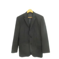 コムサイズム COMME CA ISM テーラードジャケット 総裏地 ストライプ柄 3ボタン M 黒 ブラック /AH42 ■GY63