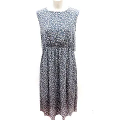 ナイスクラップ NICE CLAUP ワンピース Aライン ロング ノースリーブ 総柄 F ダークブルー /RT