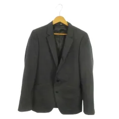 スーツセレクト SUIT SELECT ジャケット 上着 Y5 黒 ブラック ストライプ柄 長袖 ノッチドラペル /MN17 ■GY58