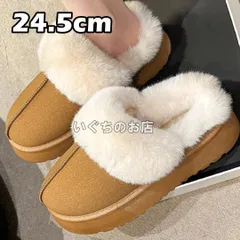 24.5㎝　ブーツ　ボア　ムートン　厚底　スリッポン　韓国　サボ　かかとなし①のサムネイル