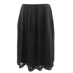 東京ソワール フレアスカート ストライプ ひざ丈 13 黒 ブラック /AE