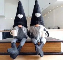 黒　ペア　トムテドール　クリスマス　オーナメント　飾り　足ぶら　ブラック　北欧①