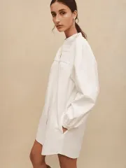 55 텍ㅇ 新品 Maje ビーズ 装飾 パフスリーブ シャツ ONE PIECE ブラウス ロング丈 OBZEE