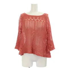 ナチュラルビューティーベーシック NATURAL BEAUTY BASIC カットソー M コーラルピンク 七分袖 透かし編み ボートネック /GG ■GY59