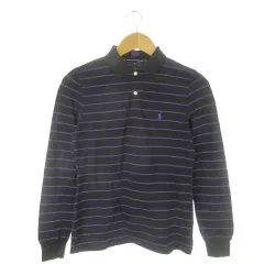 ラルフローレン RALPH LAUREN GOLF 長袖ポロシャツ M 黒 ブラック ボーダー ロゴ刺繍 /AO2 ■GY60