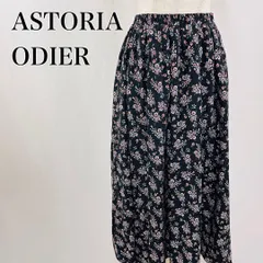 ASTORIA ODIER　アストリアオディール　M　黒　ブラック　小花柄　マキシ丈　ギャザー　フレアスカート 4213のサムネイル
