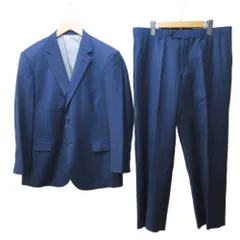 エルメネジルドゼニア Ermenegildo Zegna スリーピースセット シングルスーツ チェック テーラードジャケット 総裏 本切羽 2B ベスト パンツ 青 ブルー 系 IBO89 0221