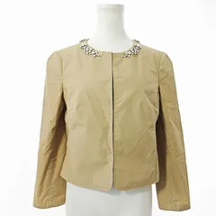 トッカ TOCCA ビジュー ノーカラー ジャケット フリル リボン 0 ベージュ系 0724 ■MET1のサムネイル