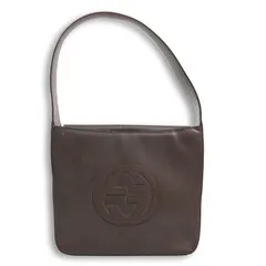 【高級】GUCCI グッチ ワンショルダーバッグ 茶 インターロッキング 肩掛け レザー ソーホー デカロゴ 自立 ヴィンテージ 希少 レディース