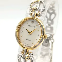 NINA RICCH 2P20-6180 Watch Quartz Gold Silver Combi Round Shell dial Y2K 00S ニナリッチ 時計 クオーツ レディース ラウンド ゴールド シルバー コンビ シェル文字盤 稼働品のサムネイル
