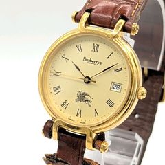 新品電池 稼働 BURBERRY ローマン文字盤 デイト QZ レディース 時計
