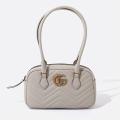 GUCCI GGマーモント スモール トップハンドルバッグ ライトグレー