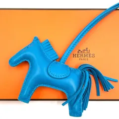 【新品級】 HERMES エルメス ロデオチャームPM ソーブルー レディース U刻印 青 レザー アニョーミロ アクセサリー バッグチャーム ストラップ 箱付き キーホルダー