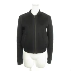 バナナリパブリック BANANA REPUBLIC ボンディングメッシュブルゾン ジャケット 0 黒 ブラック 長袖 ジップアップ /AH12 ■GY61