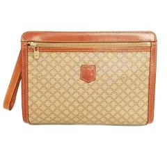 セリーヌ CELINE ヴィンテージ マカダム クラッチバッグ セカンドバッグ PVC レザー ベージュ ブラウン