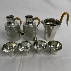 【傷汚れあり】本錫 錫半 錫器 酒器 7点セット ちろり 徳利 ぐい呑み お猪口 片口 注器 ピッチャー 錫製 レトロ アンティーク
