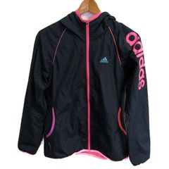 アディダス フーディージャケット ジャンパー 大きいサイズ スポーツウエア アウター レディース OTサイズ ネイビー adidas 【中古】