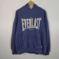 EVERLAST エバーラスト スウェット パーカー ロゴプリント ネイビー XLサイズ メンズ 古着 ストリート スポーツMIXのサムネイル