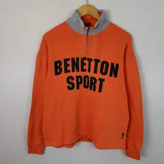 UNITED COLORS OF BENETTON ベネトン ハーフジップ スウェット ロゴ オレンジ メンズ 古着 スポーツMIX レトロのサムネイル