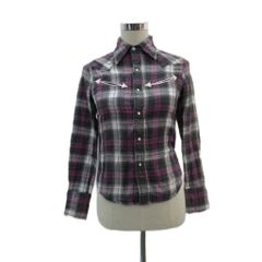 リー LEE カジュアルシャツ S ダークグレー チェック柄 長袖 ウエスタンヨークデザイン /SM22 ■GY63