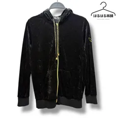 SUNBLRZE 黒 パーカー L ベロア ブラック　フード付き　ロゴ　ライン　ヤンキー　ギャル