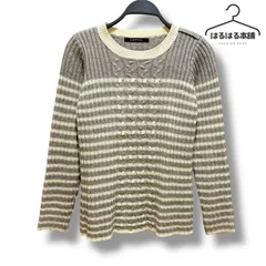 Lugnoncure ニット セーター ボーダー M 長袖　カジュアル　シンプル　グレー　アイボリー