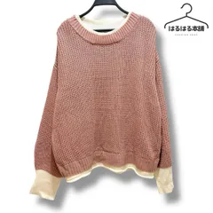 セーター ニット 長袖 ピンク ゆったり プルオーバー　カジュアル　シンプル　M