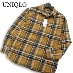 【新品 未使用】 UNIQLO ユニクロ 秋冬★ 長袖 フランネル チェック ネルシャツ Sz.M メンズ イエロー系