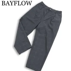 BAYFLOW ベイフロー 通年 麻 リネン混★ グレンチェック タック クロップド スラックス パンツ Sz.3 メンズ 灰 グレー