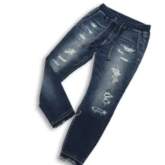 AZUL by moussy アズール マウジー 通年 USED＆ダメージ加工★ スウェット デニム イージー ジョガー パンツ Sz.L メンズ