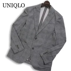 UNIQLO ユニクロ 通年★ アンコン ドライ コンフォートチェック柄 テーラード ジャケット Sz.S メンズ 灰 グレー