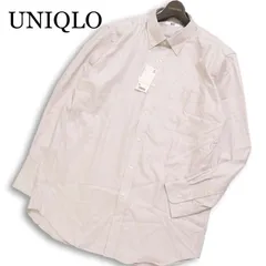 【新品 未使用】 UNIQLO ユニクロ 通年 コットン100%★ 長袖 ファインオックスフォード ボタンダウン シャツ Sz.XL メンズ