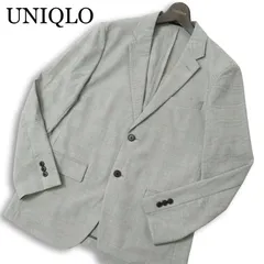 UNIQLO ユニクロ 春夏 SLIM FIT 感動ジャケット★ グレンチェック アンコン テーラード ジャケット Sz.M メンズ 灰 グレー
