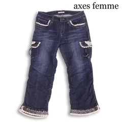 axes femme アクシーズファム 通年 レース 刺繍♪ ストレッチ アンクル デニム カーゴ パンツ ジーンズ Sz.S レディースのサムネイル
